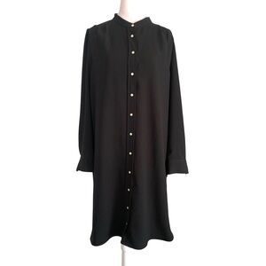 J. Crew Black Midi Dress with Gold Buttons